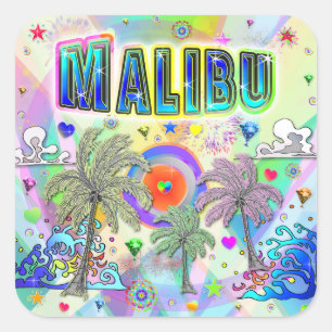 Cuadrada Pegatina de Sueño Profundo de Malibu