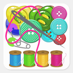 Cuadrada Pegatina de suministros de costura