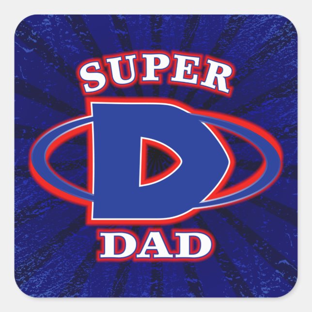 Cuadrada Pegatina de Super Dad (Anverso)