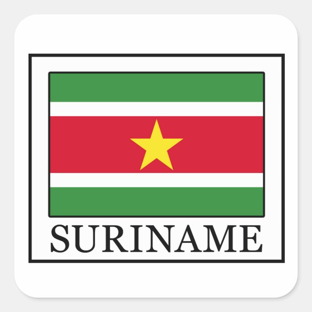 Cuadrada Pegatina de Surinam (Anverso)