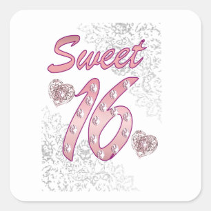 Cuadrada Pegatina de Sweet 16