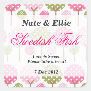 Cuadrada Pegatina de tabla de postres de árbol caprichoso