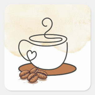 Cuadrada Pegatina de taza de café