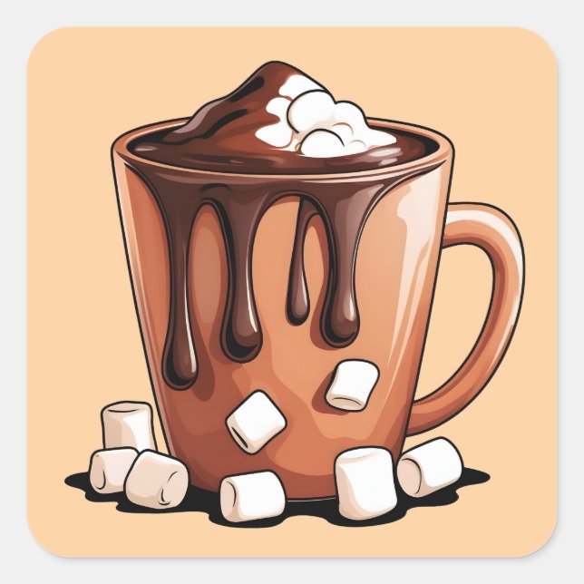 Cuadrada Pegatina de taza Volcano Hot Chocolate Dream (Anverso)