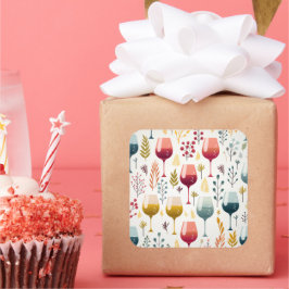 Cuadrada Pegatina de tazas de vino tetas