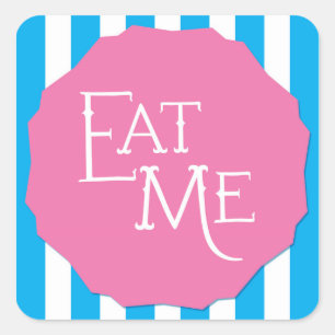 Cuadrada Pegatina de Té Loco de Wonderland EAT ME