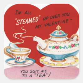 Cuadrada Pegatina de té Retro Vintage Valentine