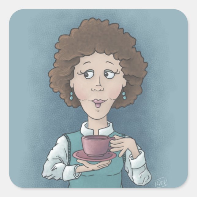 Cuadrada Pegatina de Tea Square para beber (Anverso)