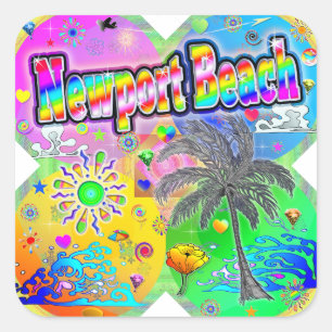 Cuadrada Pegatina de temporada de Newport Beach Quadro