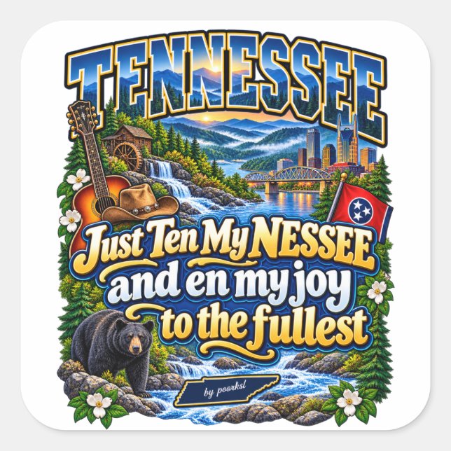Cuadrada Pegatina de Tennessee (Anverso)