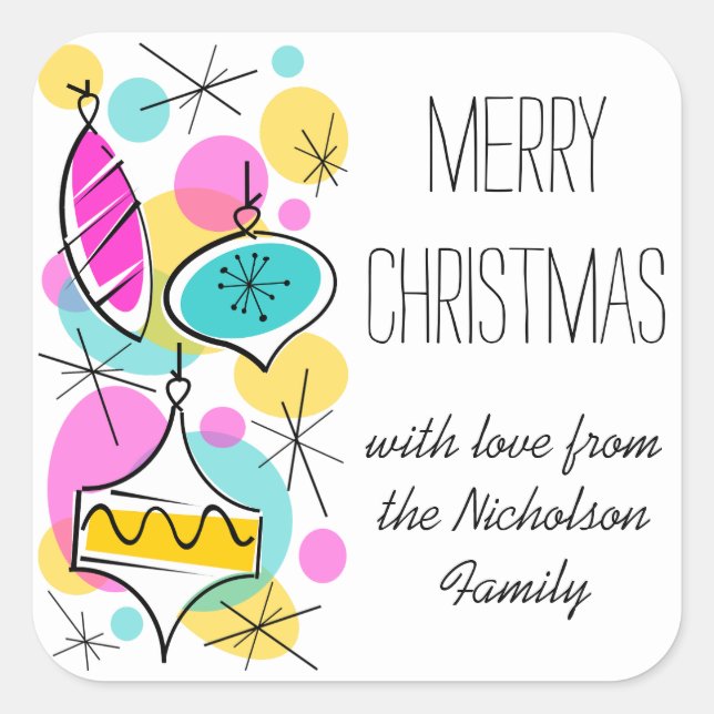 Cuadrada Pegatina de texto de los Navidades laterales de ba (Anverso)