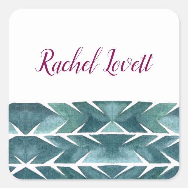 Cuadrada Pegatina de textura de cactus verde (Anverso)