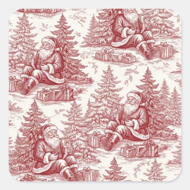 Cuadrada Pegatina de toile de Navidad (Anverso)