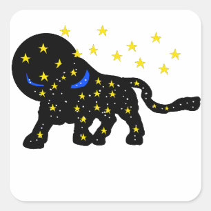 Cuadrada Pegatina de Toro Tauro Regalo para Ella – Zodiaco