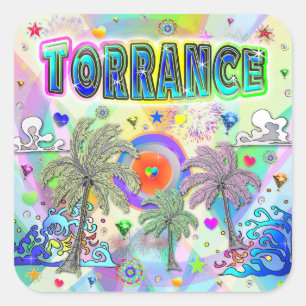 Cuadrada Pegatina de Torrance Deep Dream