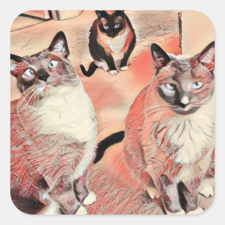 Cuadrada Pegatina de Tres Hermanos