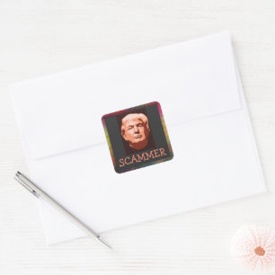 Cuadrada Pegatina de Trump Scammer