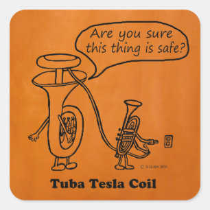 Cuadrada Pegatina de Tuba Tesla Coil Square