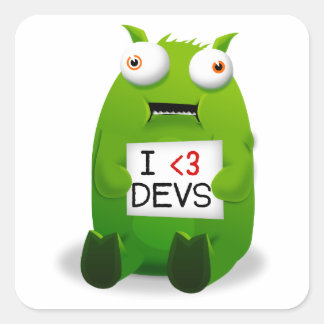Cuadrada Pegatina de Tumbeasts I Heart Devs