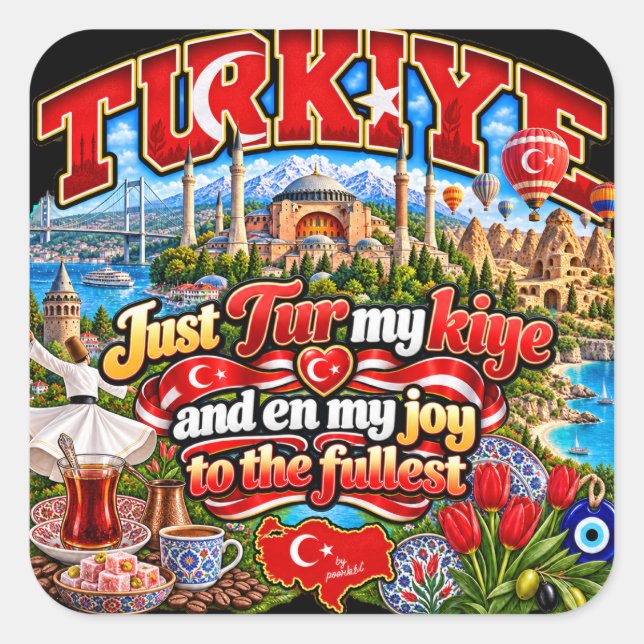 Cuadrada Pegatina de Turkiye (Anverso)