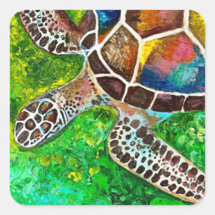 Cuadrada Pegatina de Turtle Square