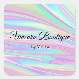 Cuadrada Pegatina de unicornio holográfico