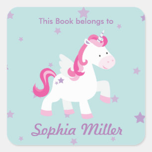 Cuadrada Pegatina de unicornio mágico personalizado de colo