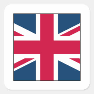 Cuadrada Pegatina de Union Jack Square con borde transparen