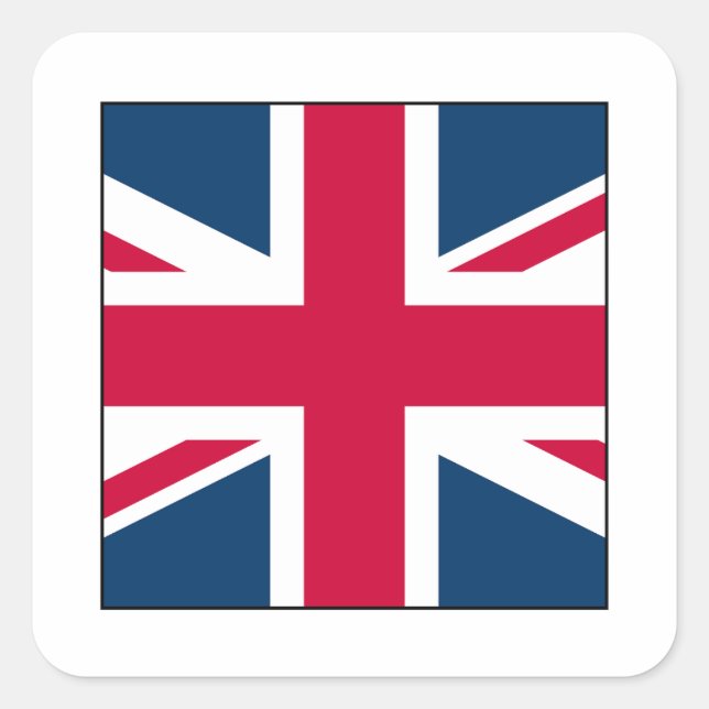 Cuadrada Pegatina de Union Jack Square con borde transparen (Anverso)