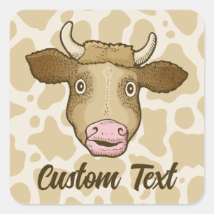 Cuadrada Pegatina de vaca sorprendido