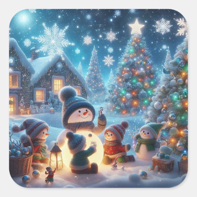 Cuadrada Pegatina de vacaciones (Anverso)