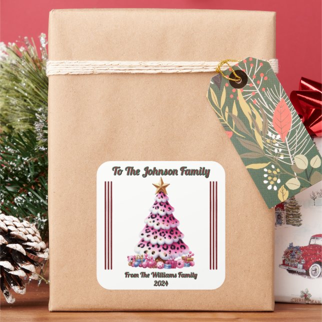 Cuadrada Pegatina de vacaciones alegres para regalos (Vacaciones)