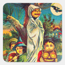 Cuadrada Pegatina de vacaciones de calabaza infantil de Hal