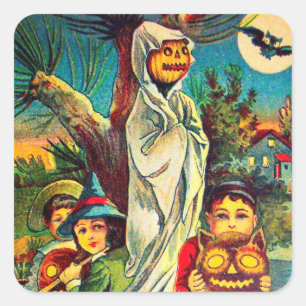 Cuadrada Pegatina de vacaciones de calabaza infantil de Hal