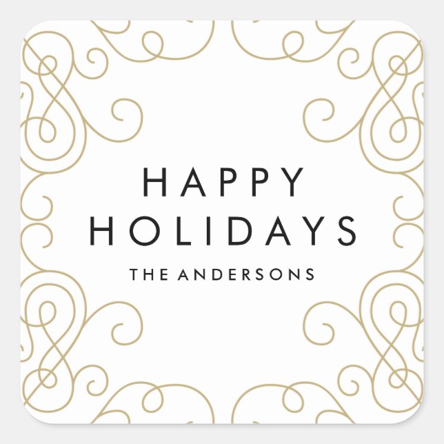 Cuadrada Pegatina de vacaciones de desplazamiento de oro (Anverso)