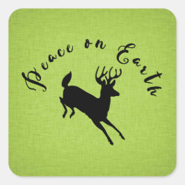 Cuadrada Pegatina de vacaciones de Green Linen Peace on Ear