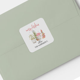 Cuadrada Pegatina de vacaciones de los Navidades Gnome de c