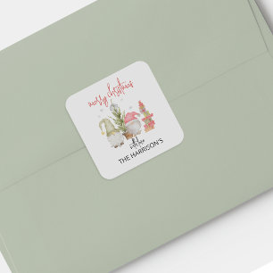 Cuadrada Pegatina de vacaciones de los Navidades Gnome de c