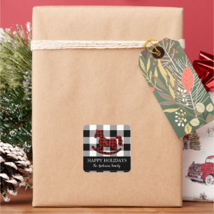 Cuadrada Pegatina de vacaciones de Rockefeller Horse Plaid