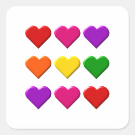 Cuadrada Pegatina de Valentine Hearts