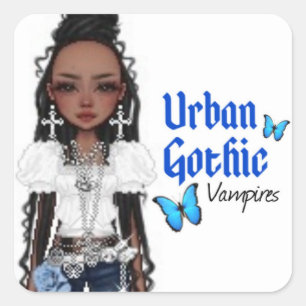 Cuadrada Pegatina de vampiros góticos urbanos 7