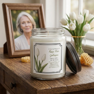 Cuadrada Pegatina de Vela de Recuerdo de Tulipanes Blancos