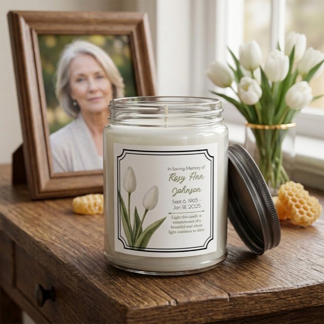 Cuadrada Pegatina de Vela de Recuerdo de Tulipanes Blancos (Subido por el creador)