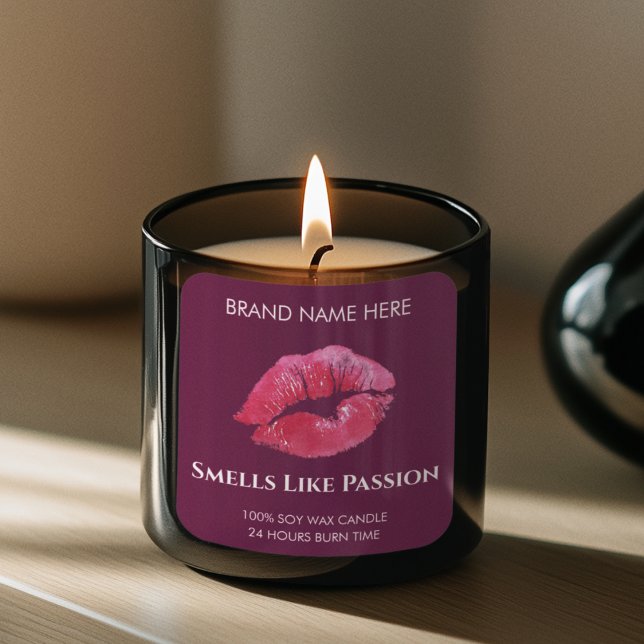 Cuadrada Pegatina de vela personalizada de pasión y amor de (Subido por el creador)