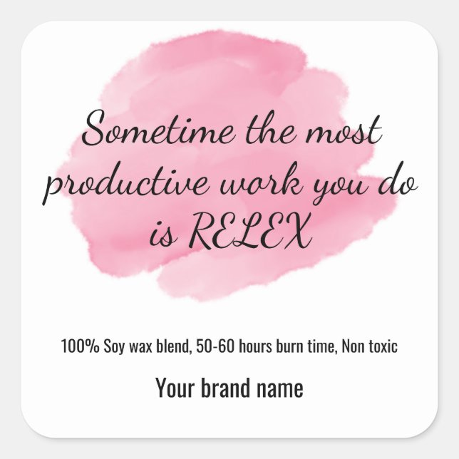 Cuadrada Pegatina de velas de retiro de texto de personaliz (Anverso)