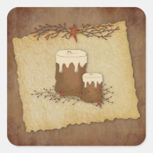Cuadrada Pegatina de velas primitivas