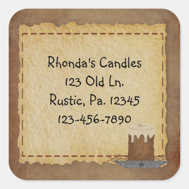 Cuadrada Pegatina de velas primitivas (Anverso)