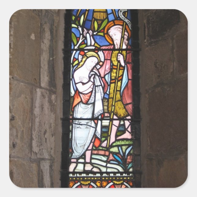 Cuadrada Pegatina de ventana religiosa de vidrio templado (Anverso)