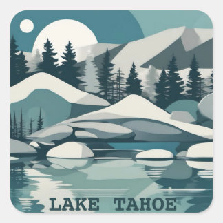 Cuadrada Pegatina de verano o invierno del lago Tahoe