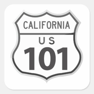 Cuadrada PEGATINA de viajes por carretera US Highway 101 Ca